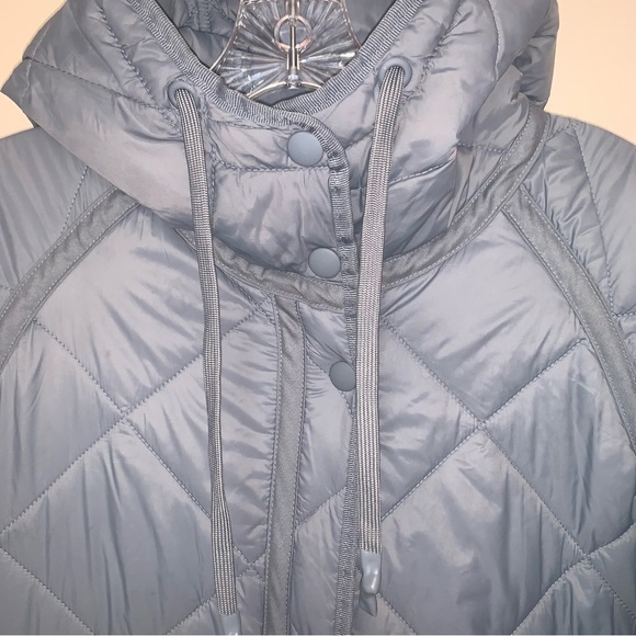 Zara Blue Quilted Puffer Coat Longline - Picture 9 of 11